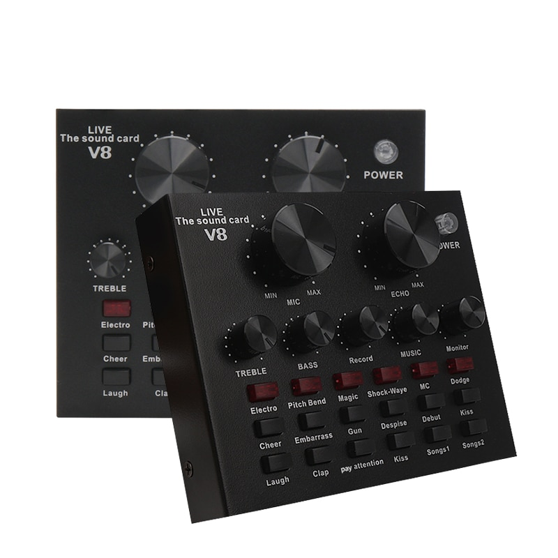 Carte Son V8 Multifonctionnel Studio Bluetooth pour Téléphone Portable et Ordinateur Carte Son V8